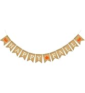 jijAcraft Happy Fall Burlap Banner - Thanksgiving & Harvest Home Decor, Pumpkin Maple Leaf Garlan...