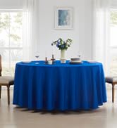 Aocoz Round Tablecloth 132 Inch 2 Pack Royal Blue Tablecloths Washable Decorative Linen Polyester...