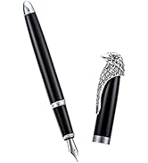Wikult Personalized Fuliwen Black Fountain Pen, Bald Eagle Head Clip Iridium Fine Nib, Customized...