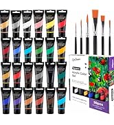 Acrylic Paint, 24 Colors Acrylic Paint Set with 6 brushes, Rich Pigments, Water Proof, Premium Ac...