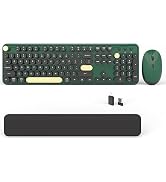 Wireless Computer Keyboards Mouse Combos, COVEVA Colorful Typewriter Retro Keyboard with Round Ke...
