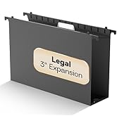 NORDUN Legal Size Hanging File Folders Extra Capacity,12 Pack Plastic 3" Expansion Hang Folder wi...