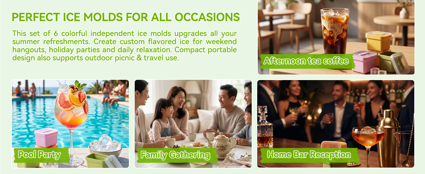 Silicone Ice Cube Molds Set of 6
