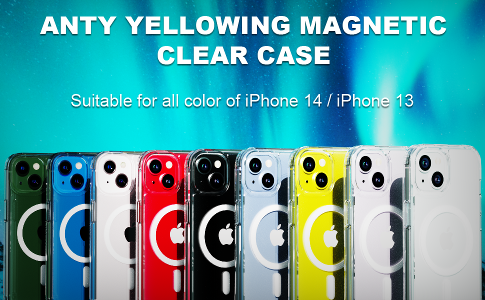 iphone14 iphone13 i phone14 phone13 case magnetic clear case bumper transparent pc shockproof