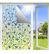 SOMWISE Window Privacy Film with Tools, Day & Night Privacy, Static Cling Stained Glass Decor, Ti...