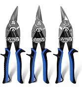 COMOWARE 3 Pack Aviation Tin Snips, 10 Inch Tin Snips for Cutting Sheet Metal, Cr-V Steel, Compou...