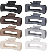 CHANDAT 4.1 Inch Large Hair Clips 8 Pcs Square Claw Clips for Thick Hair Big Hair Claw Clips Acry...