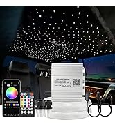 AKEPO Car Home Use APP Control Twinkle Fiber Optic Light Kit, 16W RGBW Dual Head Twinkle + Music ...
