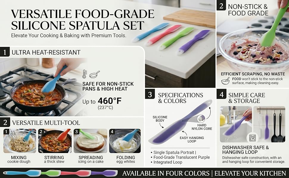 VERSATILE FOOD GRADE SIICONE SPATULA SET