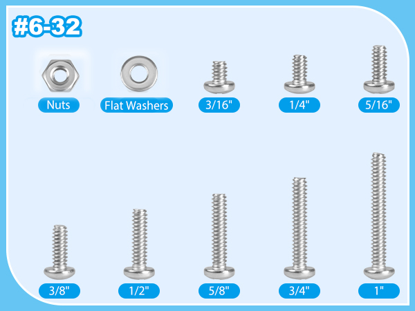 #6-32 Phillips Pan Head Machine Screws Nuts Washers Assortment Kit