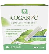 Organyc 100% Certified Organic Cotton Tampons, Plant-Based Eco-Applicator, Super Flow, 16 Count
