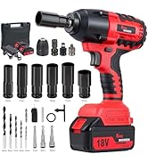 Drytuns 18V 1500Nm 4 in 1 Cordless Impact Wrench Kit, 1/2 Inch Brushless Power Driver Drill Drive...