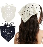 HFZRZFH Crochet Hair Bandana,Triangle Head Scarf,Knitted Headband,Lace Bandana for Women,Crochet ...