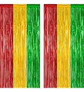 2 Pack Black History Month Decorations, 3.28 FT x 7.05 FT Backdrop Curtains, Red Yellow Green Col...