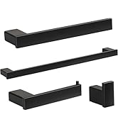 Klabb 4-Pieces Black Matte Bathroom Hardware Accessories Set,24 Inch SUS304 Stainless Steel Wall ...