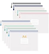 JIANTA 10PCS Mesh Zipper Pouch Bags with Label, A4 Letter Size Mesh Bags with Zipper, Plastic Wat...