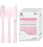 150 Pack Plastic Silverware,Disposable Cutlery Set Heavy Duty Utensil Sets 50 Forks 50 Knives 50 ...