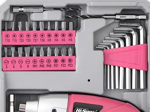 Hi-Spec Pink 4V Electric Ladies Screwdriver Tool Kit Set