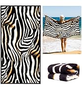 Vimorco Leopard Print Beach Towel 30 x 60 Inch, Zebra Print Beach Towel, Cotton Blend Soft Velour...