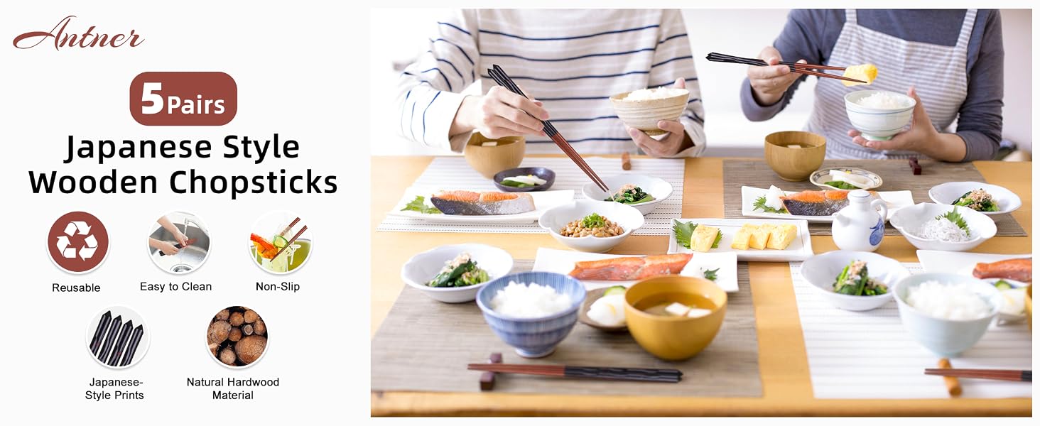 Hardwood Chopsticks Reusable Japanese Style Natural Wood Chop Stick