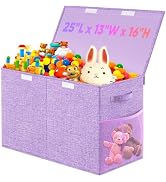 Large Toy Storage Box with Lid Divider, Sturdy Collapsible Toys Organizer Chest Kids Storage Bins...