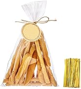 Yotelab Cellophane Bags, 6" x12" Clear Cellophane Treat Bags With Twist Ties, Cello Bags 100 PCS