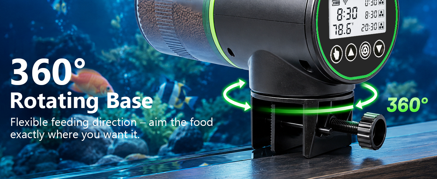 360° Rotating Base: Flexible feeding direction – aim the food exactly where you want it.