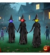 DR.DUDU 6 Ft Light up Witch Stakes Halloween Yard Decorations, Set of 3 Scary Witches with Multip...
