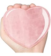 ideayard Big Rose Quartz Heart 72-75mm Love Healing Crystal Meditation Palm Stone Quartz Worry St...