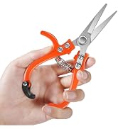 Rotbackmin 6.7" Lightweight Pruning Scissors, Garden Snips with Straight Stainless Steel Blades a...
