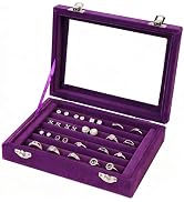 EONGOA Jewelry Box Rings Organizer Tray 7 Slots Velvet Jewelry Earring Storage Box With Transpare...