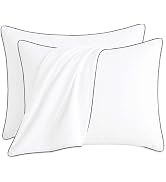 Q&J Fabric Co. 2 Pack Queen Pillow Cases Set of 2 Black Decorative Rope Edging Envelope Pillowcas...