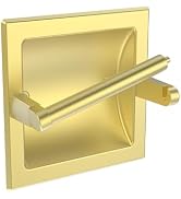 WZRUA Brushed Gold Recessed Toilet Paper Holder,Pivoting Toilet Tissue Holder,Made of SUS304 Stai...