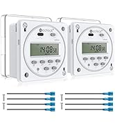 Neoteck 2PCS DC 12V/16A Digital Timer Switch 7 Day Time Relay Switch with 16 ON/Off Settings LCD ...