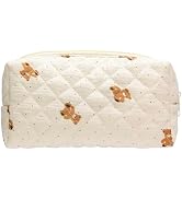 PAZIMIIK Vintage Quilted Makeup Bag Cosmetic Pouch for Brushes Pencils and Travel Make Up Accesso...