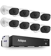 Anlapus 8CH 4K Security Camera System with Audio, 8pcs 8MP Wired CCTV Cameras Outdoor Indoor, AI ...