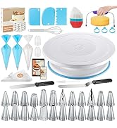 Kootek 140PCs Cake Decorating Supplies Kits with Ebook, Cake Turntable, 50+2 Piping Bags, 50 Disp...