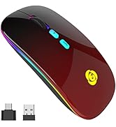 LED Wireless Mouse Bluetooth &2.4GHz Instant Connection,Rechargeable Ultra Silent Slim,3 Adjustab...