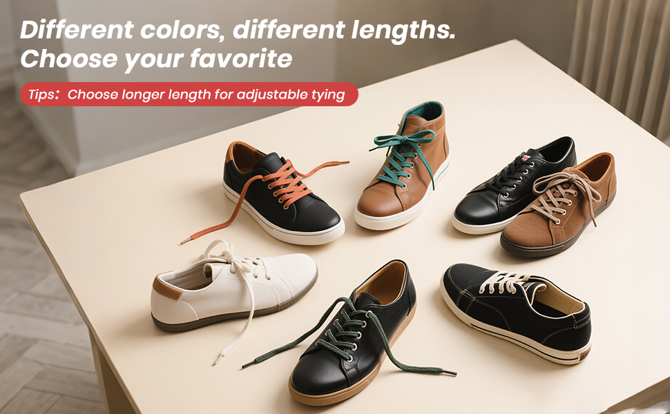 Flat Shoe Laces for Sneakers, Shoelaces for Sneakers in 27 Colors, Multiple Lengths for People Shoes