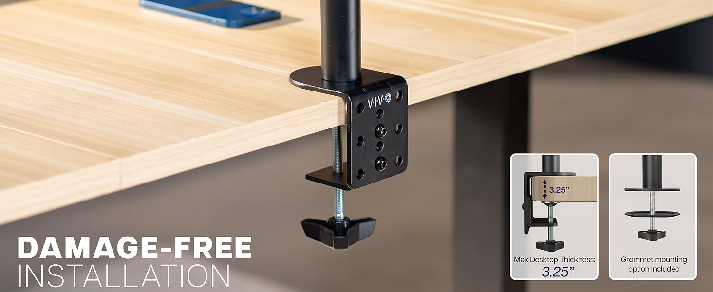 dual monitor mount telescoping arms flush wall desk stand vesa 75 100 clamp grommet