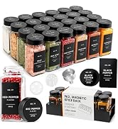 EDELHAUS Glass Spice Jars with Label and Stainless Steel Lids (24 x 4oz) Spice Containers with 24...