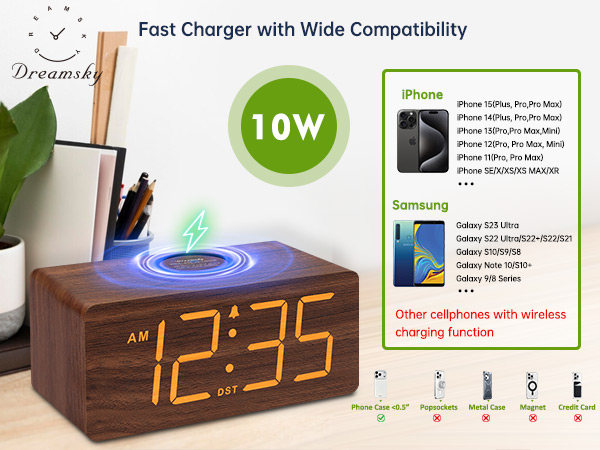 wireless charging alarm clcok