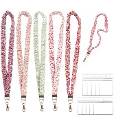 5 Pcs Stretchy Scrunchie Lanyards for ID Badges and Keys, Cute Neck Keychain with Clip Stretchy L...