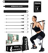 Breaking Limits Multifunctional Pilates Bar Kit - Adjustable Exercise Bar with 6 Resistance Bands...