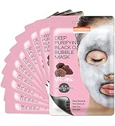 Purederm Deep Purifying Black O2 Bubble Mask Volcanic (10 Pack) - Bubble Face Sheet Mask for Puri...