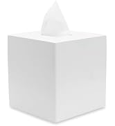 Yew Design Matte White Square Tissue Box Cover, Decorative Tissue Box Dispenser for Bathroom, Par...