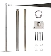 Amgo 8ft Stainless Steel Sun Shade Sail Pole & Mounting, Height Adjustable Heavy Duty Post Kit wi...