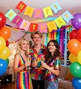 colorful and gold happy birthday banner for men women kids party backdrop decorations photo props