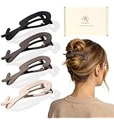 Amlaidu Large Twist Flat Hair Clips for Medium Thick Hair, Stylish Flat Claw Clips for Women, Fre...
