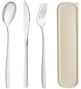 HMDZMR Travel Utensils with Case, 4pc Reusable Utensils Set with Case, Camping Utensil Set, Porta...